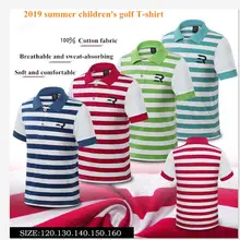Г. Новая детская одежда для гольфа летняя футболка для гольфа с короткими рукавами для мальчиков из хлопка, дышащие быстросохнущие полосатые рубашки