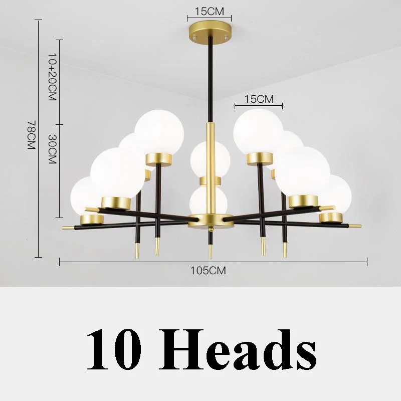 Современная, в виде стекляного шара светодиодный Люстра для гостиной Подвесная лампа для спальни часы с кварцевым механизмом подвесные светильники железа висящий канделяр - Цвет корпуса: 10 lights
