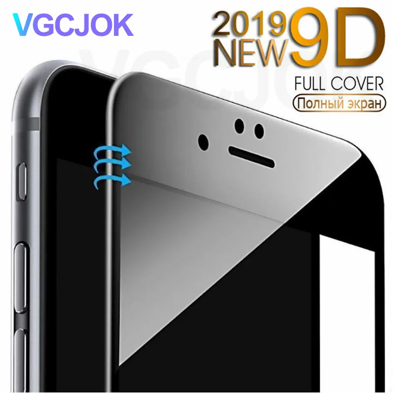 

9D Curved Edge Protective Glass on the For iPhone 6 7 8 6S Plus Tempered Screen Protector Glass For iPhone X XR XS Max Film Case