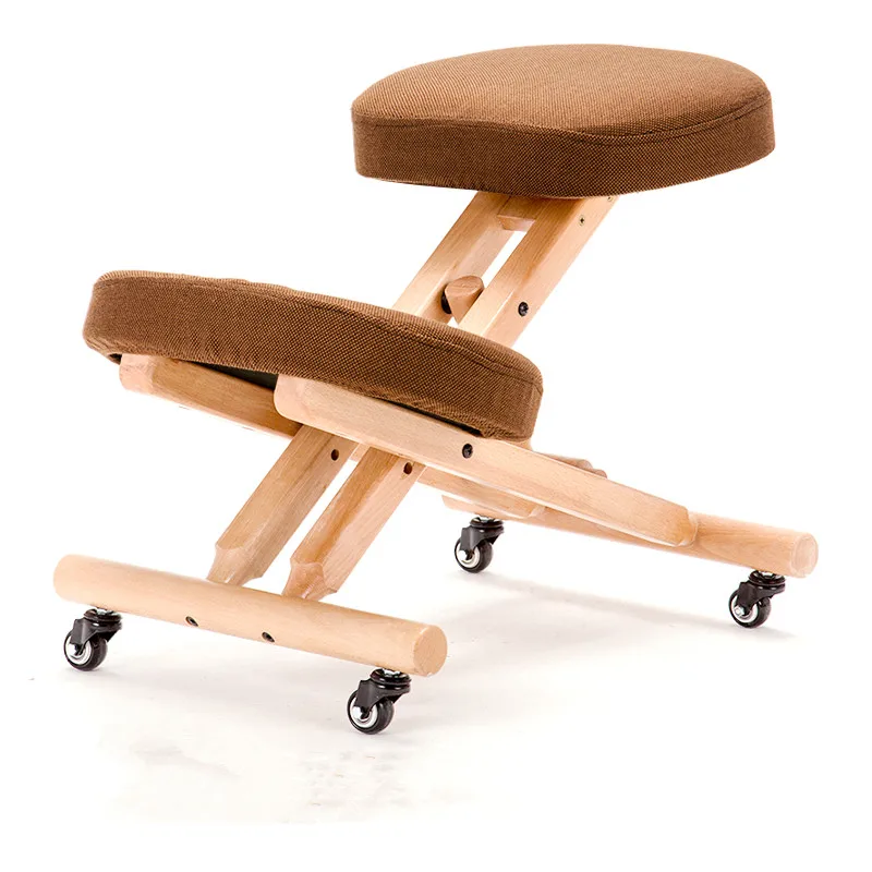 Wood Ergonomic Kneeling Chair with Casters For Kids Height