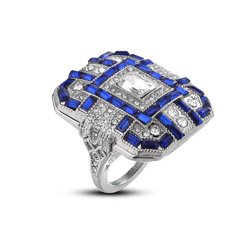 2018 New Arrival Fashion Women Crystal Silver Cubic Zirconia Band Ring Jewelry Gift Rings for women Ring Set J13#N (8)