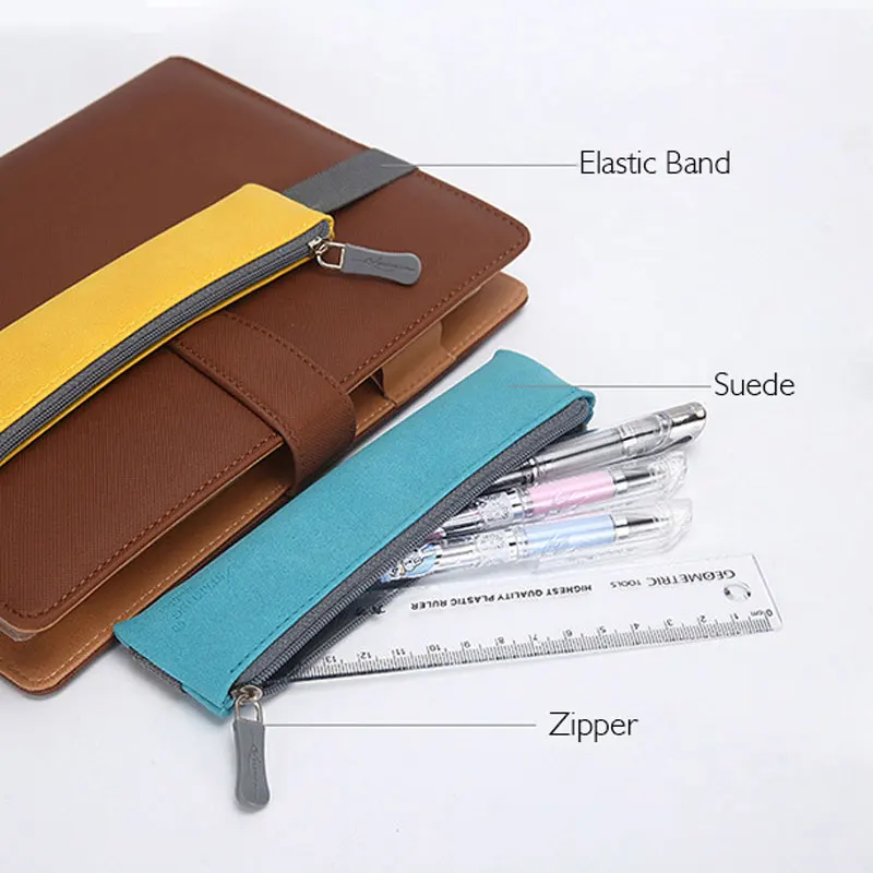 Leather Elastic Band School Pencil Case for Girls Pencil Cases Bags