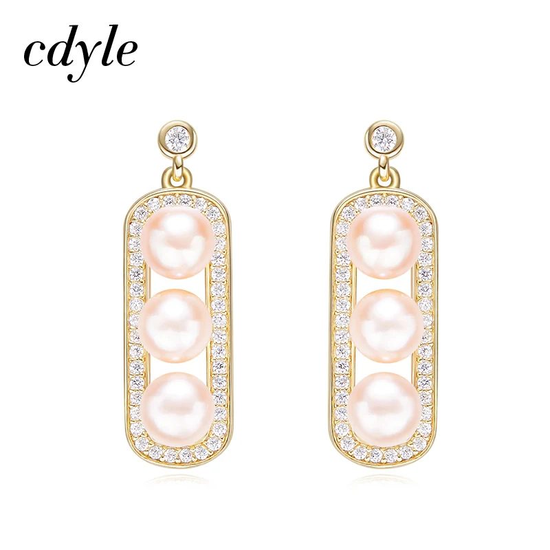 Cdyle Women Earrings Dangle Earrings Austrian Rhinestone Bijoux S925 Sterling Silver Fashion Jewelry Freshwater Pearl Earrings pair of elegant spiral tiered rhinestone dangle earrings
