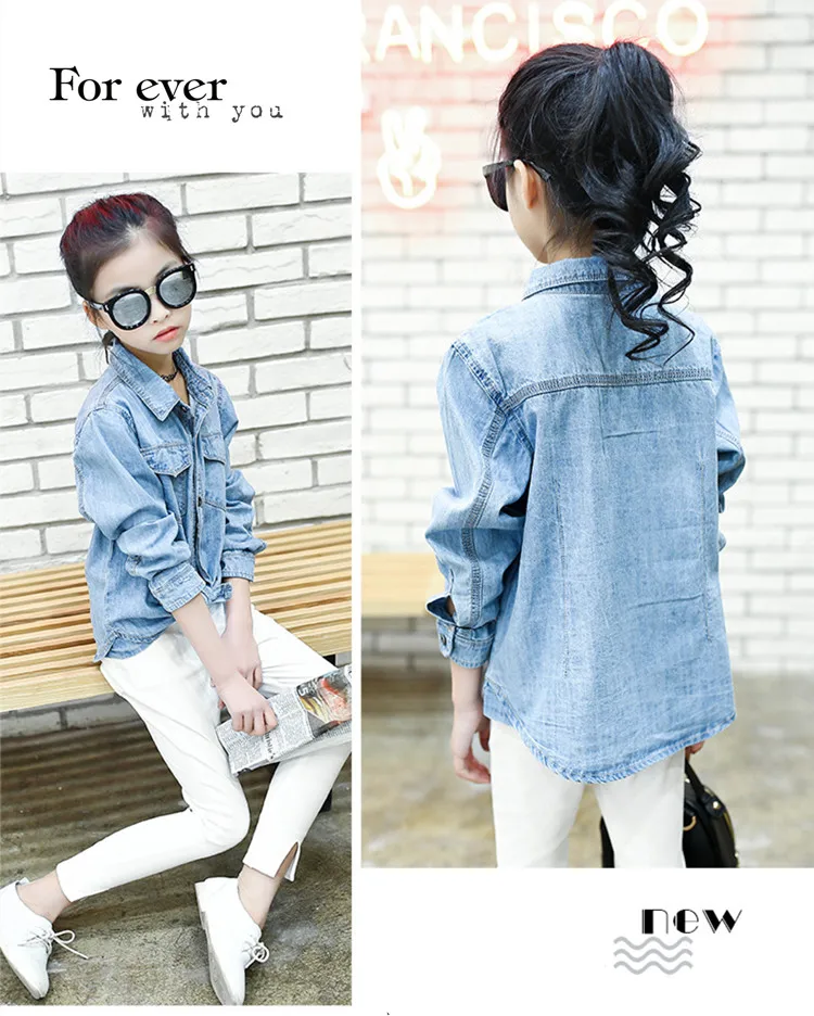 Kids Girls Long Sleeve Denim Shirt 11