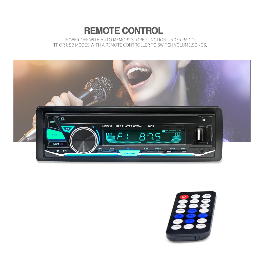 

12V 1 DIN In-Dash Car Stereo FM Radio MP3 Audio Player Bluetooth 7 Color Light Hands-free Calls Aux Input SD USB MP3 Car Radios