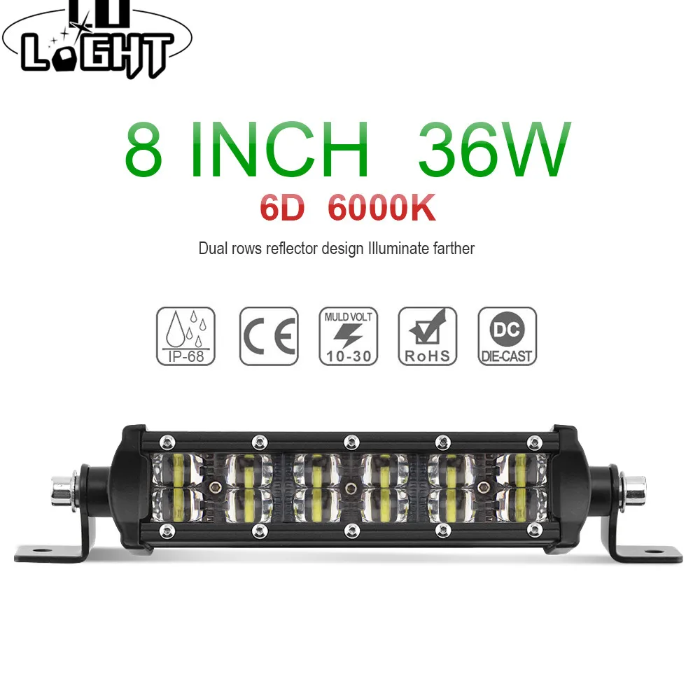 

CO LIGHT 6D Led Light Bar 8inch 36W Led Work Light Bar 12V Flood Spot Combo Offroad Led Bar for ATV Truck 4x4 Auto Driving Light