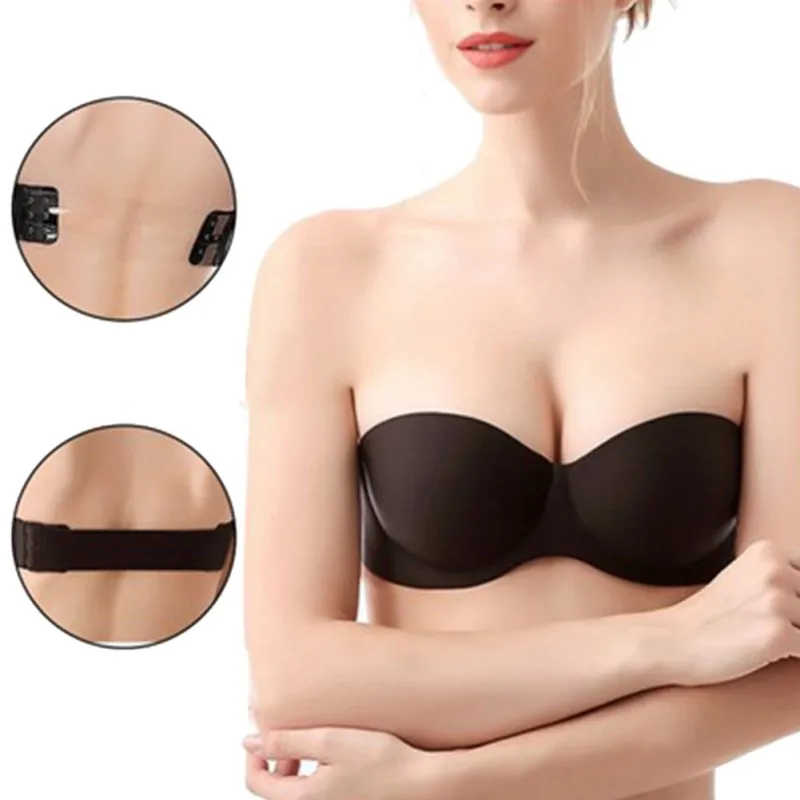 Strapless Bras Invisible Push Up Bra Formal Dress Wedding/Evening Sticky Back Closure One-Piece Brassiere Half Cup Plunge | Женская