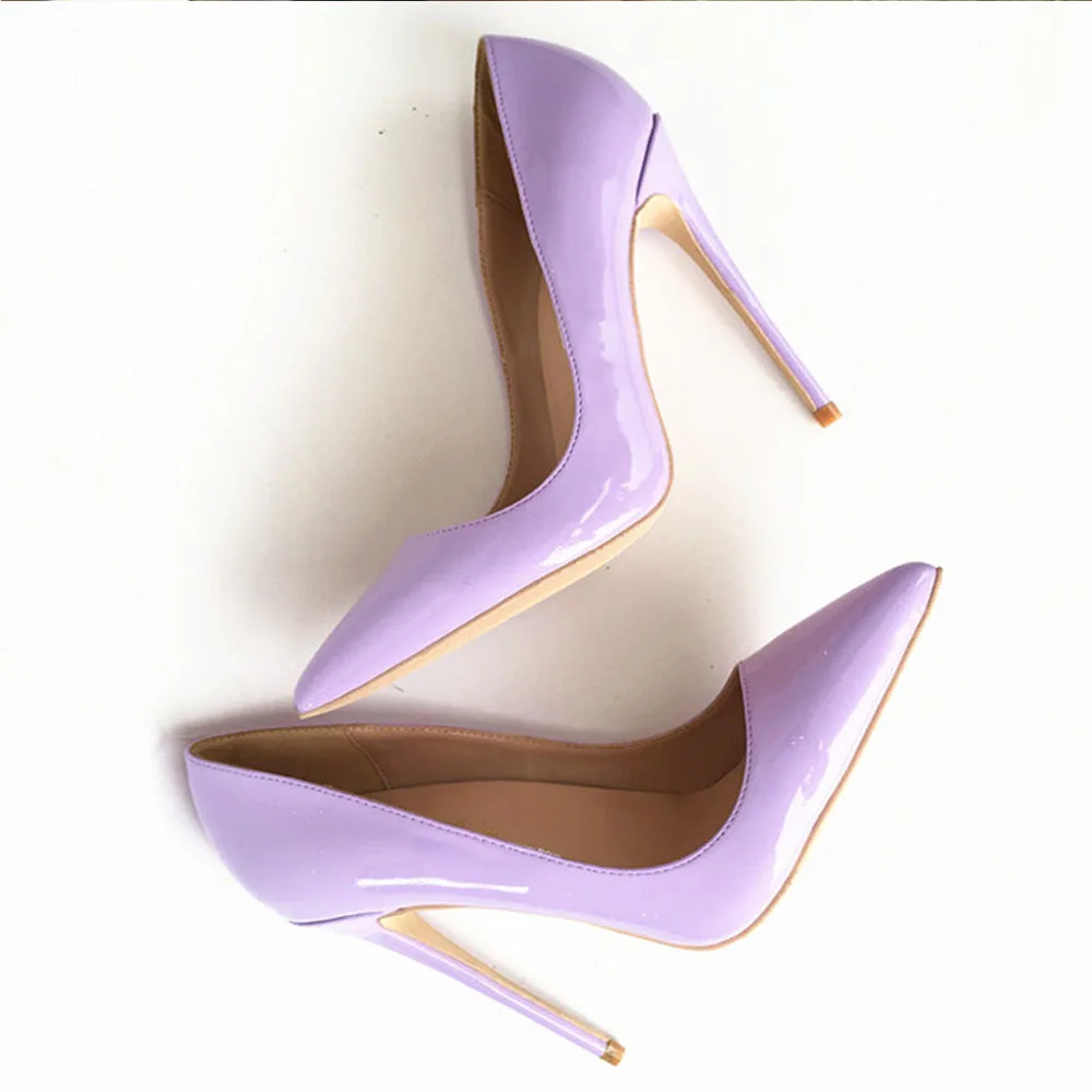 Keshangjia/женские туфли-лодочки; фиолетовая обувь; женские свадебные туфли на высоком каблуке 12 см, 10 см; пикантная модная обувь из лакированной кожи