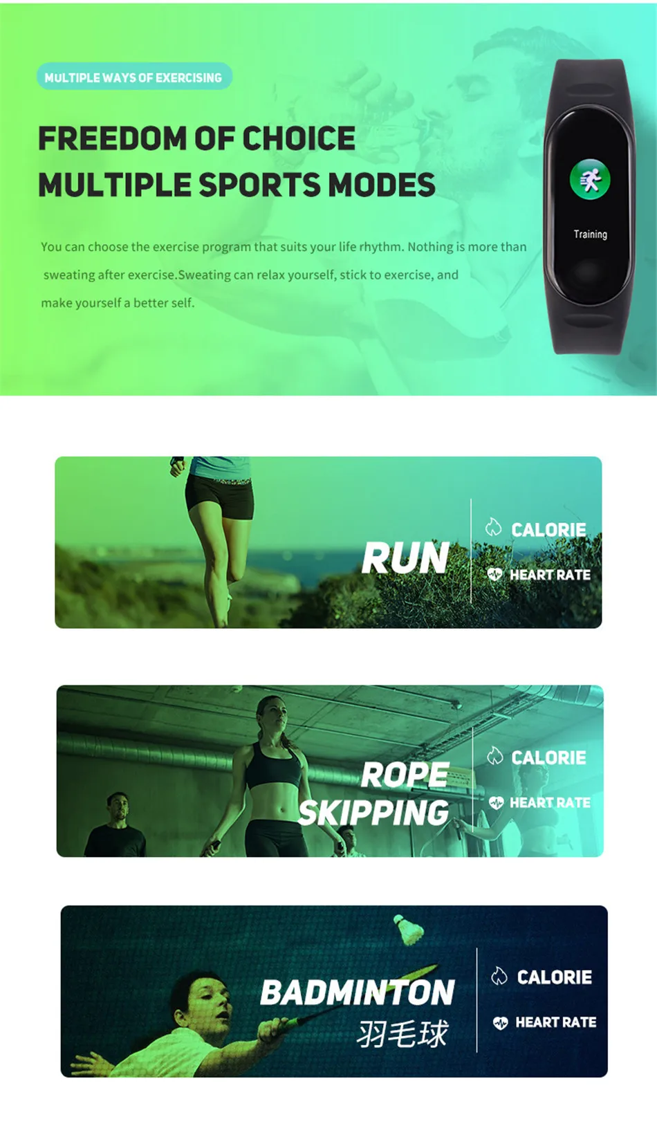 !ACCEZZ Smart Band Bracelet For Xiaomi Blood Pressure Measurement Colorful Screen Wristband Fitness Tracker M3 For IOS Android (8)