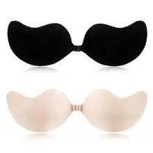 

New wild self-adhesive strapless bandage black solid bra stick mango cup gather comfortable women's underwear invisible bra