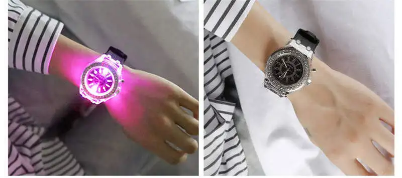 Светодио дный свет смотреть классная детская часы красочные Flash Child часы мальчик девочка наручные кварцевые студент Пара часы подарок