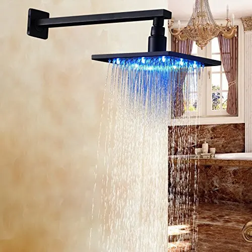 

Bathroom LED Color 16 Inch Top Shower Head with Wall Mounted Shower Arm Oil Rubbed Bronze