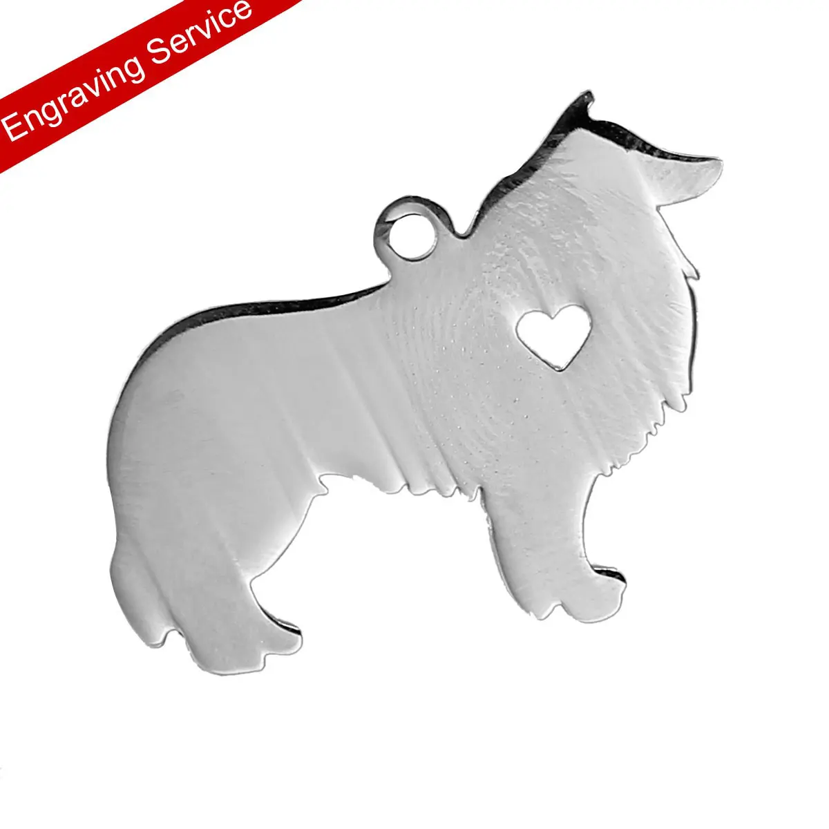 

DoreenBeads Stainless Steel Engraving Text Pet Dog Tags Blank Stamping Customized Pendant Collie Animal Heart 3.1*2.4cm 1 PC