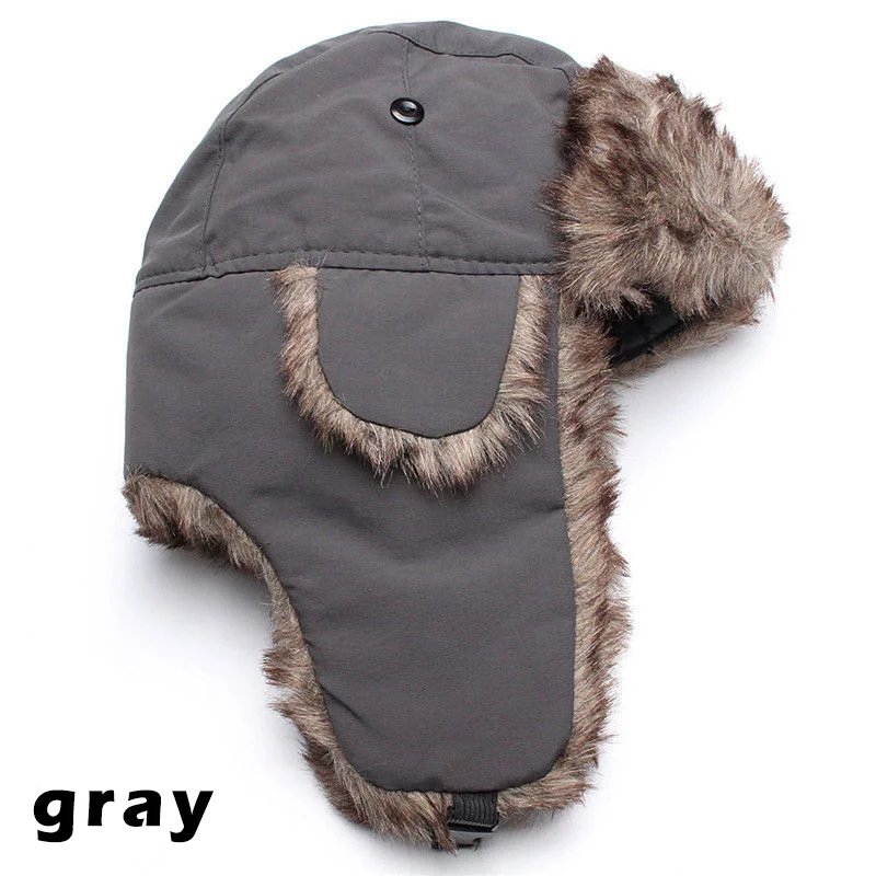 

Winter Trapper Thick Trooper Earflap Warm Russian Ski Hat Fur Ushanka Snow Windproof Men Woman Hats FS99