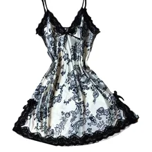 Silk Nighty Dress Sexy Lingerie Women Sleepwear Home-Cloth Off-Shoulder Summer Lady Female