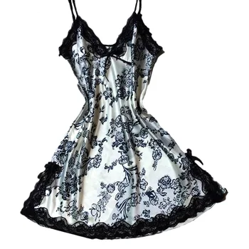 

Summer Women Sleepwear Silk Nighty Nightdress Sexy Lingerie Nightgown Lady Off Shoulder Nightwear Female Night Home Cloth Dress