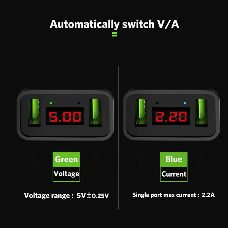 Светодиодный дисплей 2 USB зарядное устройство, универсальное USB ЗУ для мобильного телефона Быстрая зарядка настенное зарядное устройство для iPhone samsung Xiaomi Max 2.2A