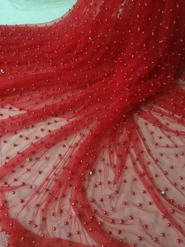 

Embroidered Net Fabric with beads With super Quality Cyndi-10.1760 African Tulle Lace Fabric For party Dress