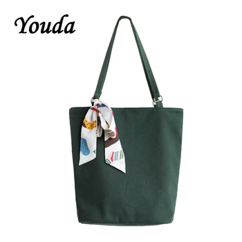 

Youda Scarves Decorative Ladies Solid Color Handbags Ladies Room Night Fashion Style Shoulder Bag Large-capacity Shopping Tote