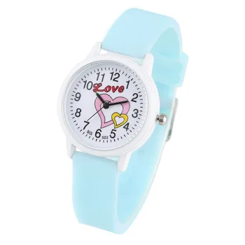 

Cartoon Quartz Watch Movement for Girls Pink Heart-shaped Pattern Dial Watches for Children Classic Small Dial Quartz Wristwatch