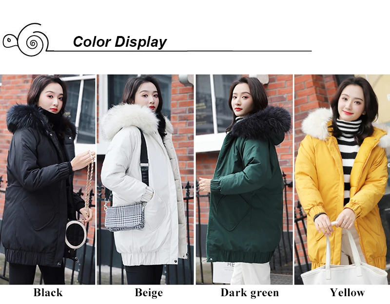 Новое поступление, Зимняя женская куртка с капюшоном, искусственный мех, хлопковая подкладка, Женская парка, длинное пальто, 4 однотонных цвета