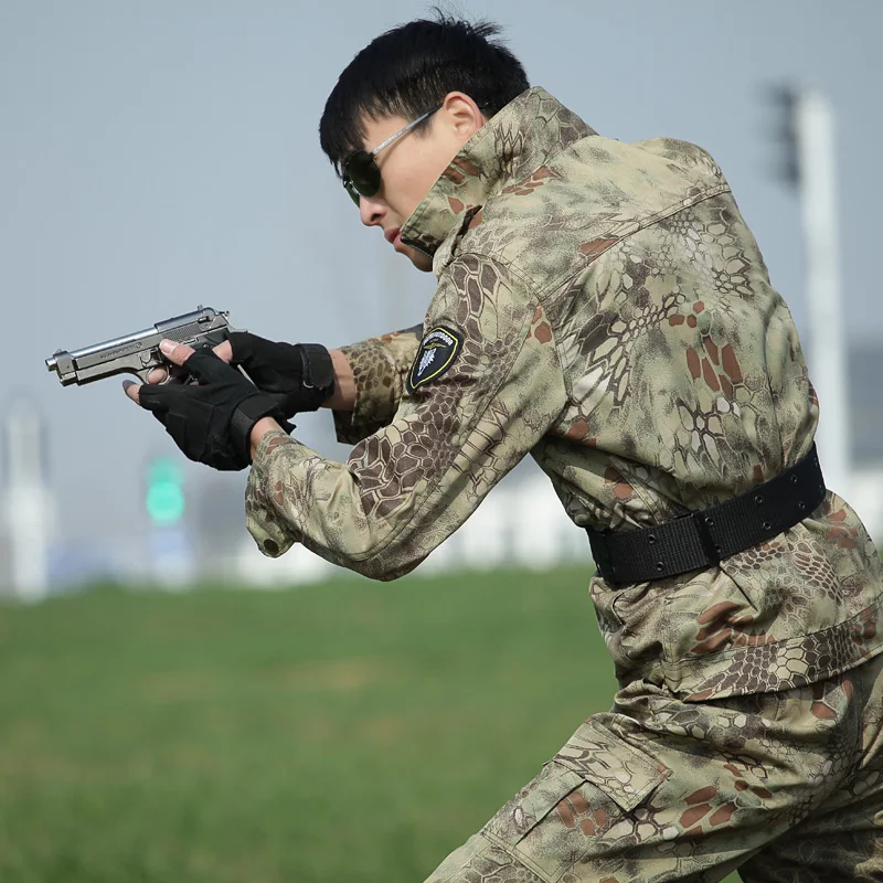 Günstige Militär Uniform Schwarz Hawk Python Uniforme Militärische Taktische Kampf Jacke Cargo Hosen Anzug CS Fardas Militar Armee Kleidung Männer