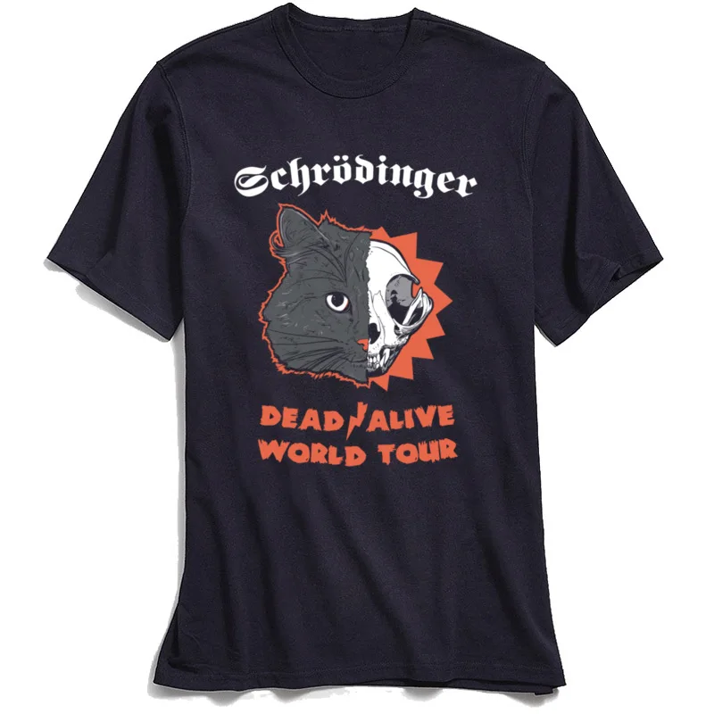 100% Cotton Fabric Youth Short Sleeve Schrodinger DeadAlive World Tour T-Shirt Normal Tops T Shirt Retro Crewneck Sweatshirts Schrodinger DeadAlive World Tour navy