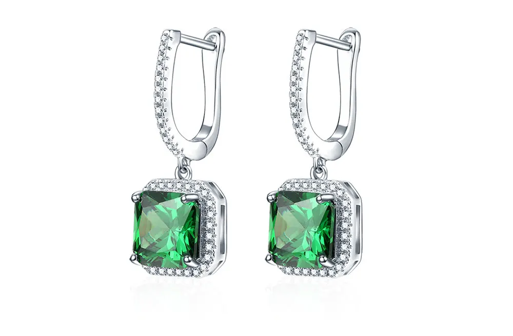 silver emerald earrings CAE01997SB-1 (5)