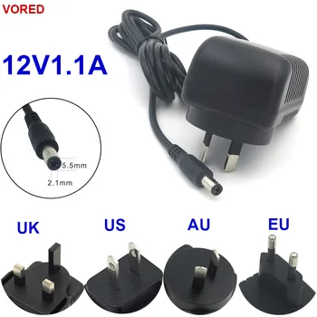 

VORED 1PCS 12V 1100mA US/EU/UK/AU Plug Converter Power Supply Adapter Digital Products Charger DC 5.5*2.1mm Free Shipping