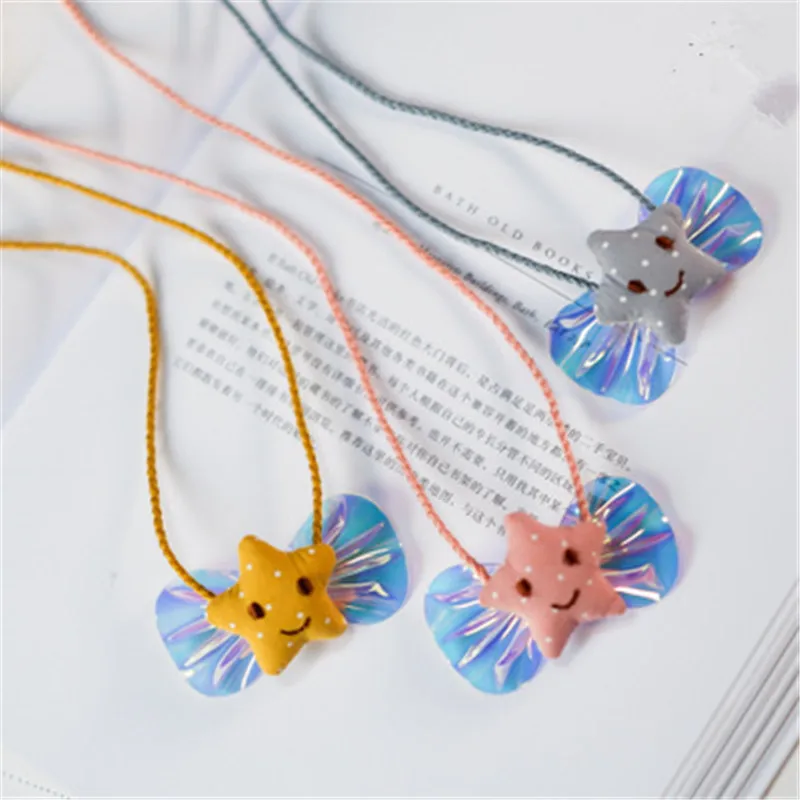 

Korean Handmade Cute Cartoon Fabric Bow Knot Star Princess Kids Children Girl Necklace Apparel Accessories-HZPRCGNL058F