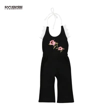 Милые летние комбинезоны для девочек; ремешок с цветочным принтом; кружевной комбинезон; одежда для малышей; модные комбинезоны с открытой спиной; От 1 до 6 лет