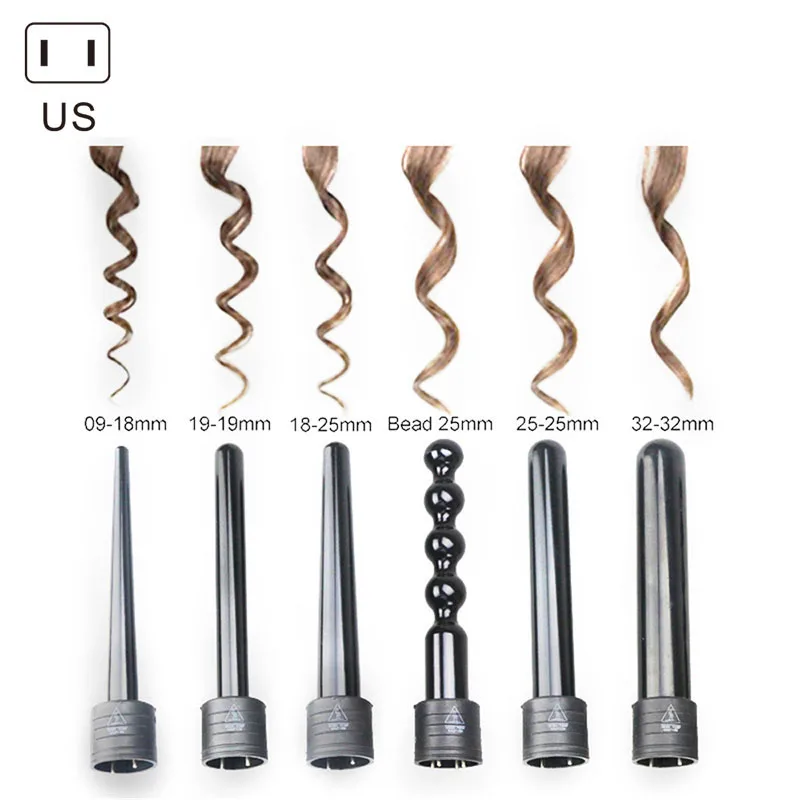 

Hot sale 6 in 1 Multifunctional Hair Curler Set Interchangeable Ceramic Tourmaline Hair Curling Set