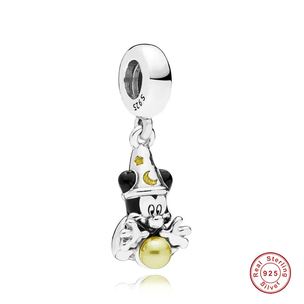 

Authentic 925 Sterling Silver Bead Sorcerer Mickey Pendant Charm Fit Pandora Bracelet & Necklace Diy Jewelry