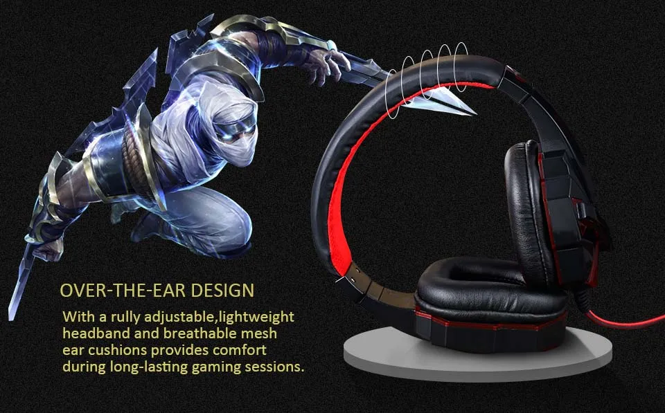 Magift Gaming Headphone Sound Effect with LED Light Over Ear Glowing 3.5MM Stereo USB Headset headphones for Computer PC Gamer (3)