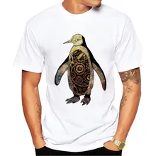 2017 New summer Brand Top Men T Shirt Fashion short Sleeve Slim Fit T Shirts Men retro robo penguin Printed Tops Men T-Shirt