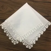 Набор из 12 модных свадебных носовых платков, белые хлопчатобумажные носовые платки с кружевными краями, винтажные вышитые крючком носовые платки для невесты