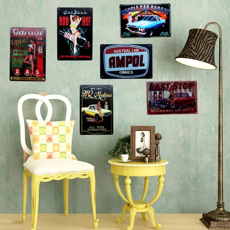 Metal Tin Signs Vintage Plate Wall Picture for Garage Home Shop Art ...