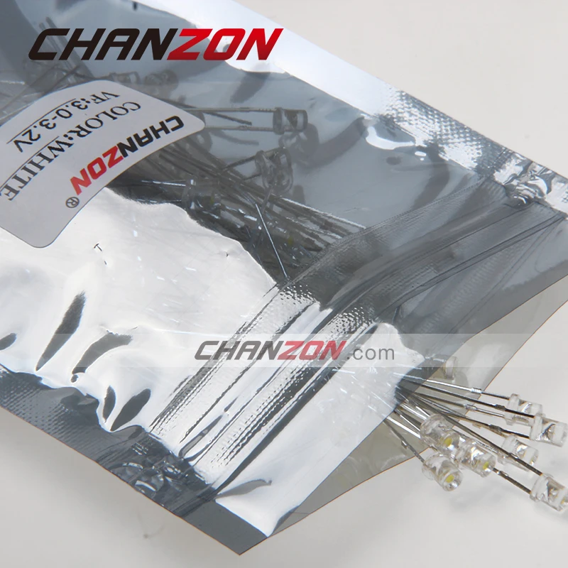 Светодиодный светильник CHANZON 100 шт. 3 мм диодный белый прозрачный с плоским верхом