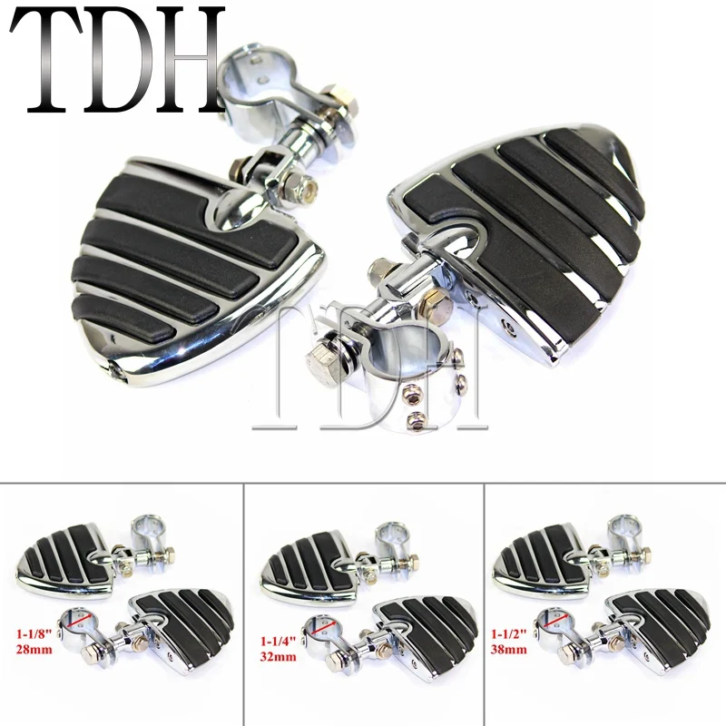 

Chrome Motorcycle Wing Footpeg Footrest 1-1/2" 1-1/4" 1-1/8" Clevis Mounts Clamp Foot Pegs For Harley Sportster Dyna Touring