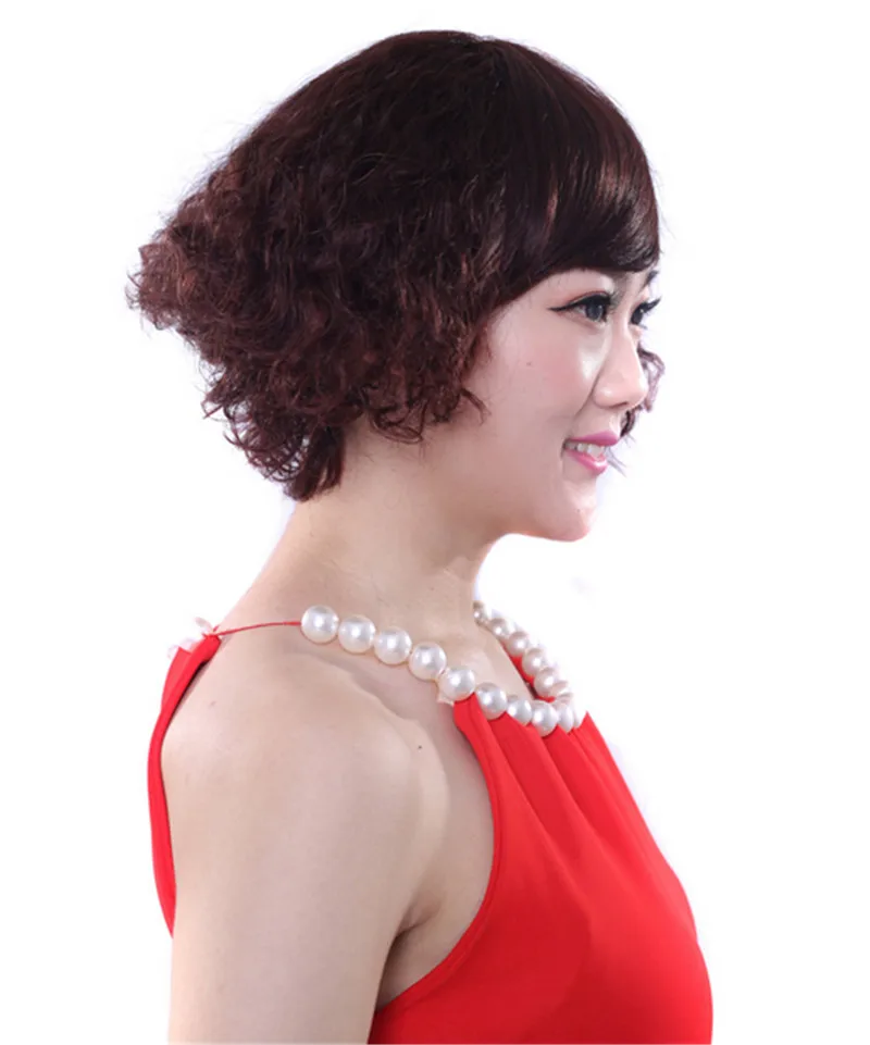 

New top quality 7A Virgin Brazilian Hair Wigs deep coffee silky natural curly short hair Machine Made lovely human Bob Wigs