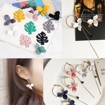 

Ritoule DIY accessories Korea alloy hollow leaves small fresh flowers earrings earrings pendant pendant material