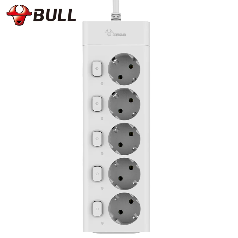 Pаспродажа Bull ЕС Plug Мощность полосы 3 м G3050 10A 250 В электрической розетки ЕС Plug электрический удлинитель Outlet Стабилизатор напряжения ЕС Мощность полосы