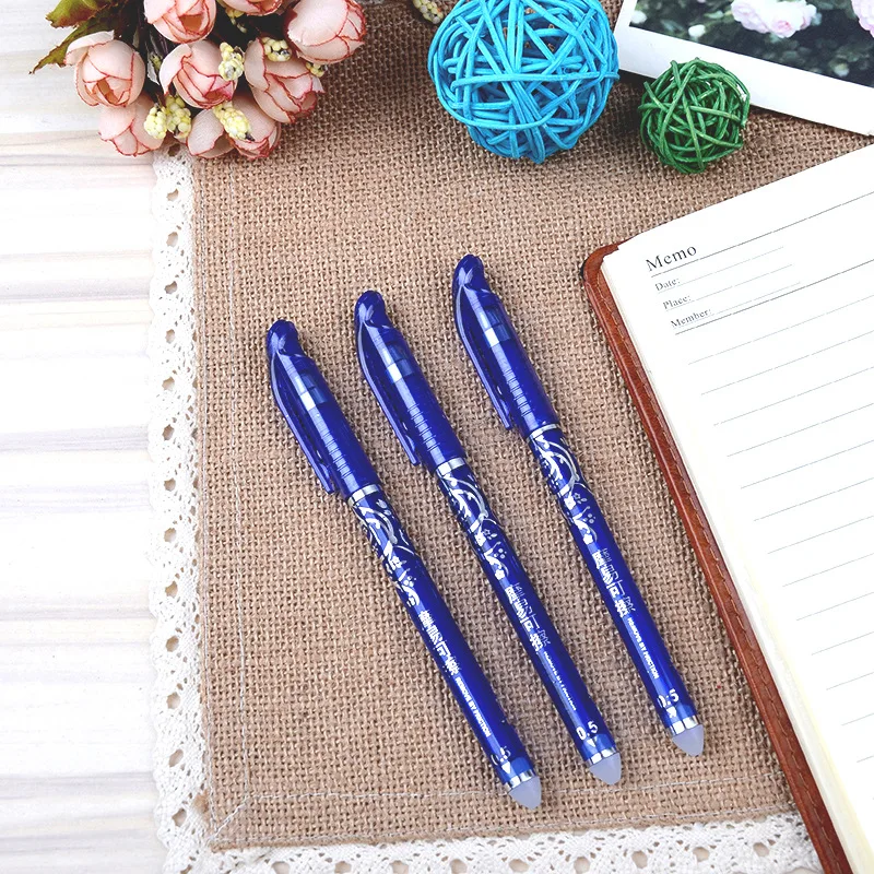 

12pcs/lot 0.5mm Erasable Pen Gel Pen Magic Blue Black Ink Erasable Pen Stationery Office School Supplies Gifts
