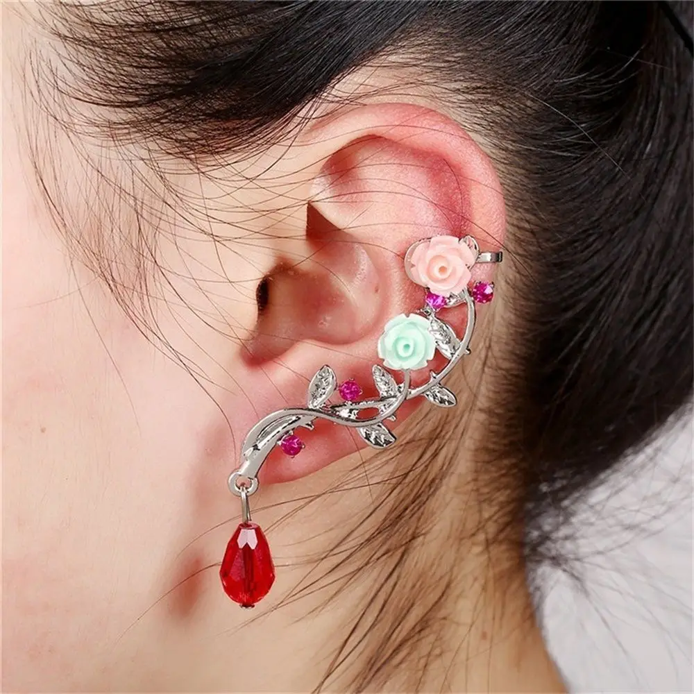 

1 pcs Korean Crystal Rhinestone Ear Jewelry Fashion Exquisite All-match Rose Earring boucle d'oreille femme