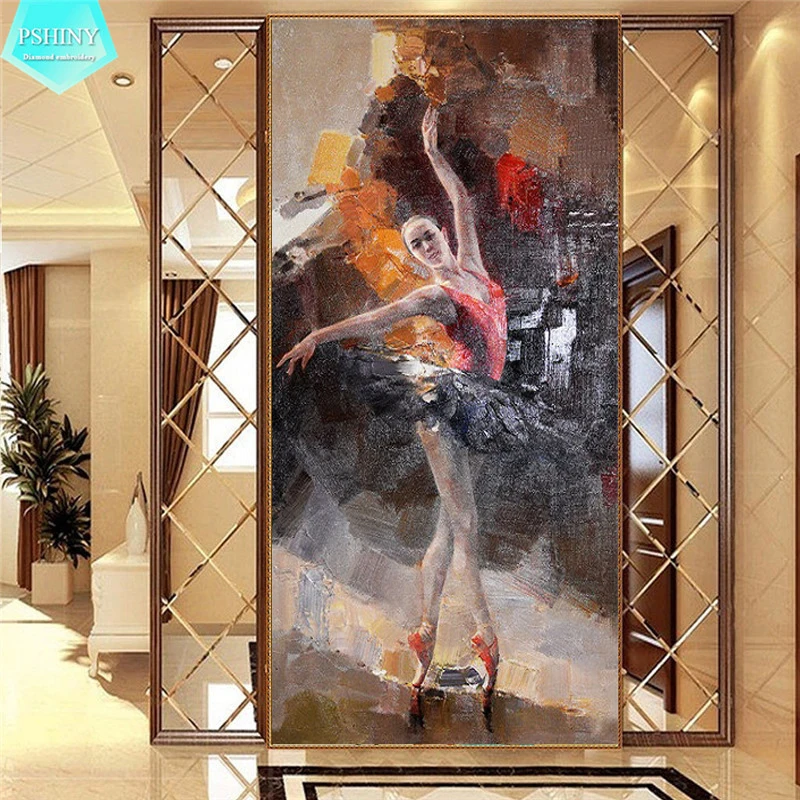 

PSHINY 5D DIY diamond embroidery sale Dancing Beauty Decorative Full Round diamond painting rhinestone diamond new shelves