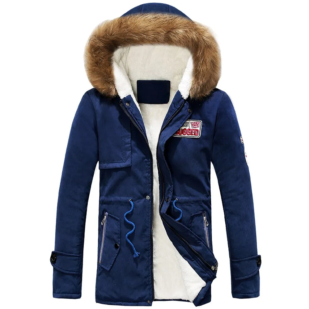 Мужская парка,, зимняя куртка, Мужская, толстая, тонкая, с мехом, с капюшоном, верхняя одежда, теплое пальто, повседневная, однотонная, Брендовая верхняя одежда размера плюс S-4XL