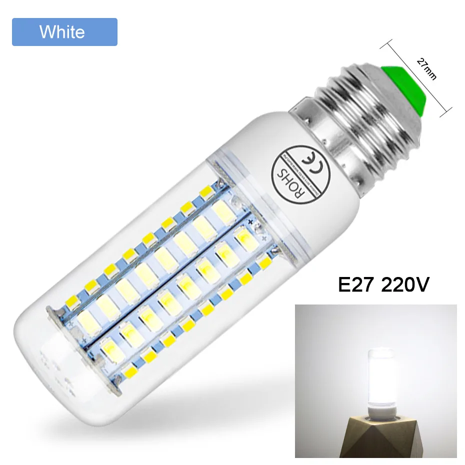 E27 светодиодный светильник 220V SMD 5730 E14 Светодиодный светильник 24 36 48 56 69 72 светодиодный s кукурузы лампы, люстры для дома светильник ing светодиодный лампы - Испускаемый цвет: E27 White