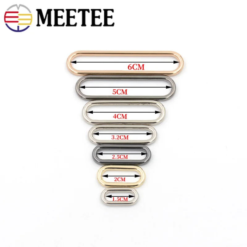 Meetee 10pcs 15-60mm Seamless Oval Metal Buckles O Ring Strap Hook Clasp DIY Shoes Garment Sewing Decorative Accessories F1-86