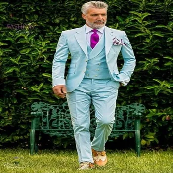 

Classic Men's Suits2019 Blue Slim Fit Men's Suit Vest Casual Wedding Ball Groomsmen Suitable Married Tuxedo Blazers