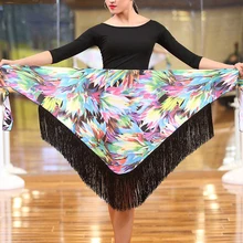 Новинка, Женская юбка для латинских танцев, с кисточками, полуюбки для танго, ча, взрослых, одежда для бальных танцев, тренировочный треугольный шарф на бедро, DNS1031